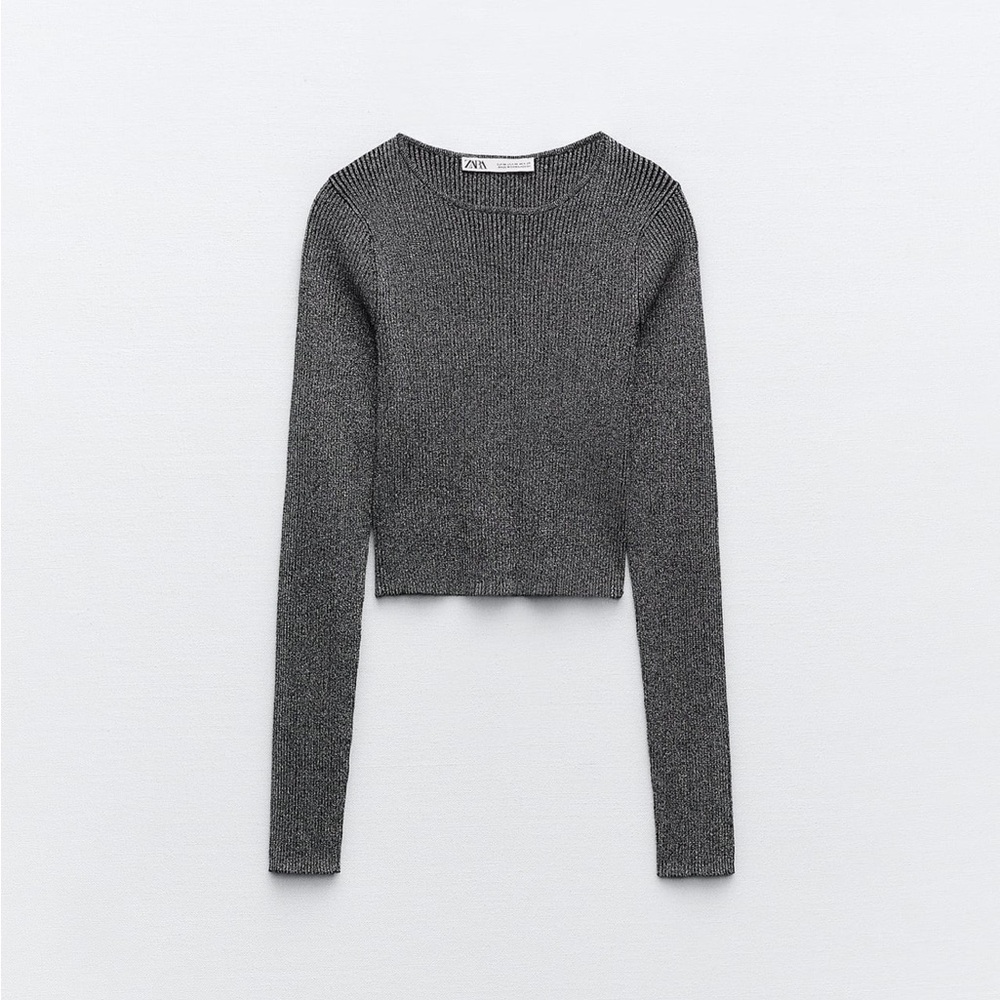 Zara Gray Long Sleeve Top